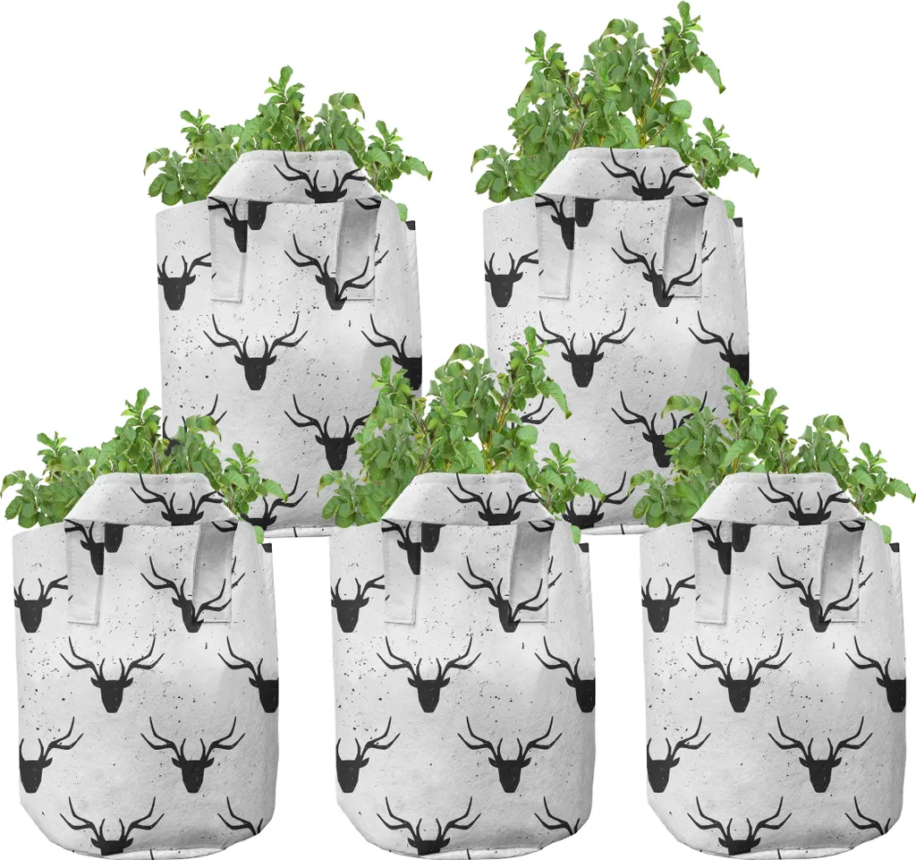Sacs de Culture 5 Gallons en Tissu avec Poignées Lot de 5 Design Hirsch