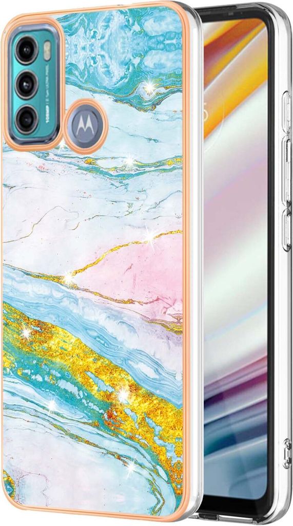 Moto G60 / G40 Fusion Case, WindCase Marble Pattern Hybrid Hard Back Weich TPU Bumper Protective Case Cover for Motorola Moto G60 / G40 Fusion Gold