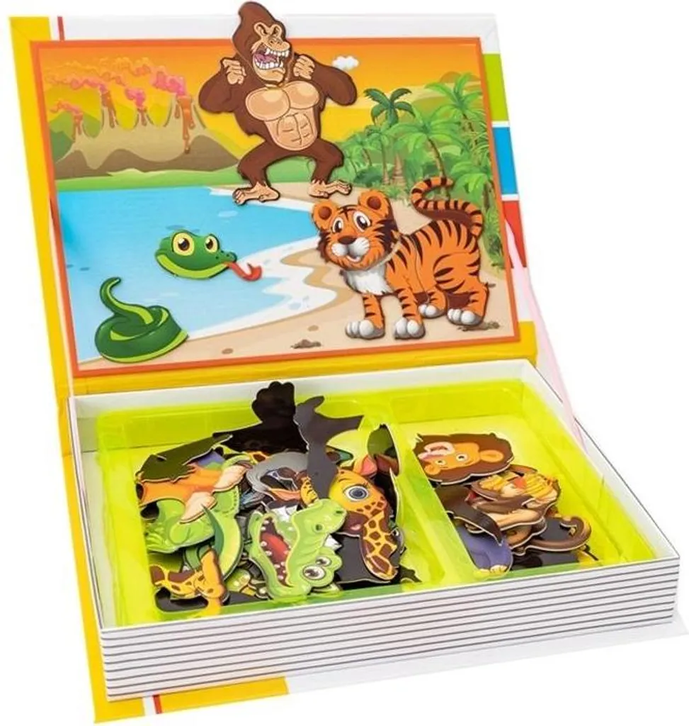 Livre de Puzzle Magnétique Animaux Safari Askato - Jeu de 62 Pièces