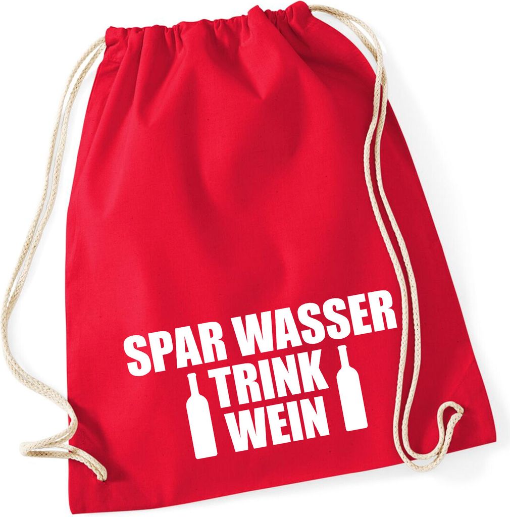 Huuraa Turnbeutel Spar Wasser Trink Wein Weinflasche 12 Liter Classic Red Baumwolle Rucksack Geschenkidee