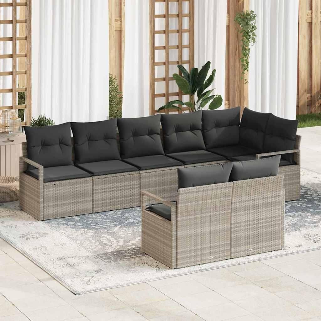 Maison Exclusive - Sofa Set mit Kissen 8 pcs Hellgrau Poly Rattan
