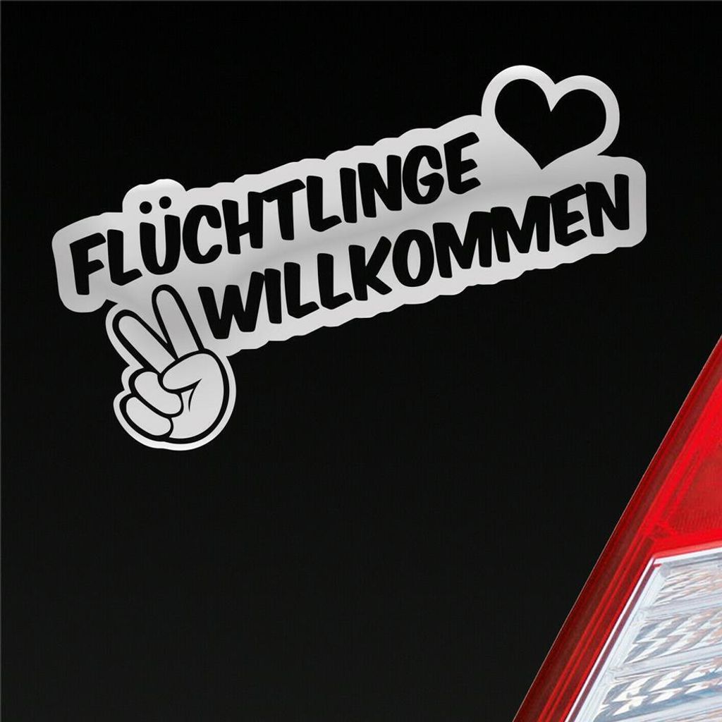 Auto Aufkleber Refugees Welcome Flüchtlinge Willkommen 20x9 Produktbild 
