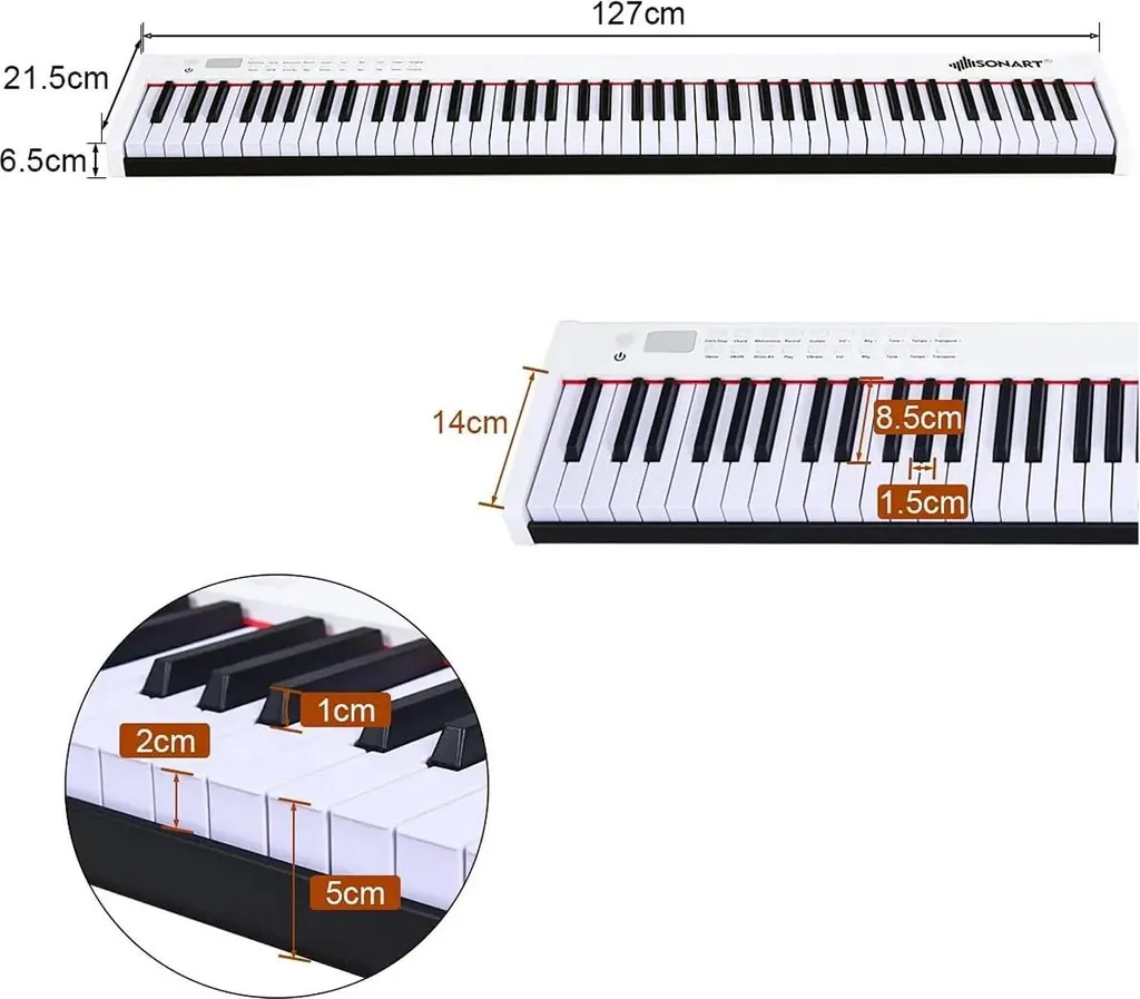 Clavier numérique 88 touches avec Bluetooth et 128 rythmes pour enfant