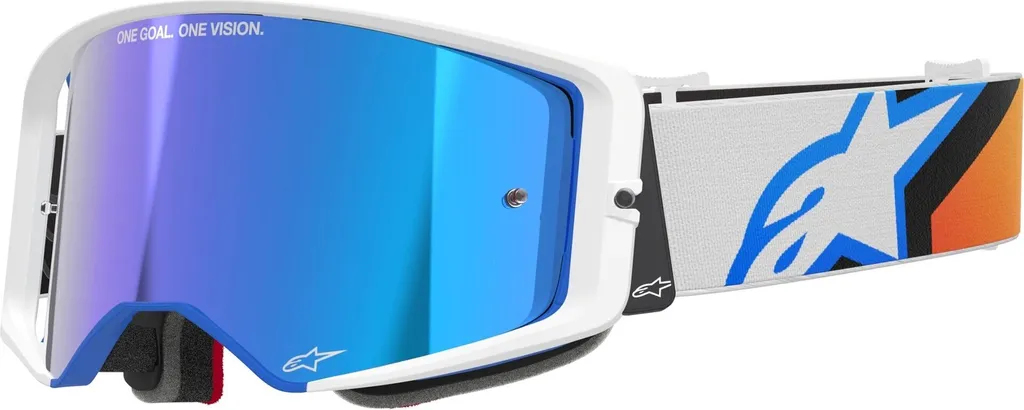 Masque de Motocross Alpinestars Supertech Corp - Écran Miroir Bleu et Or