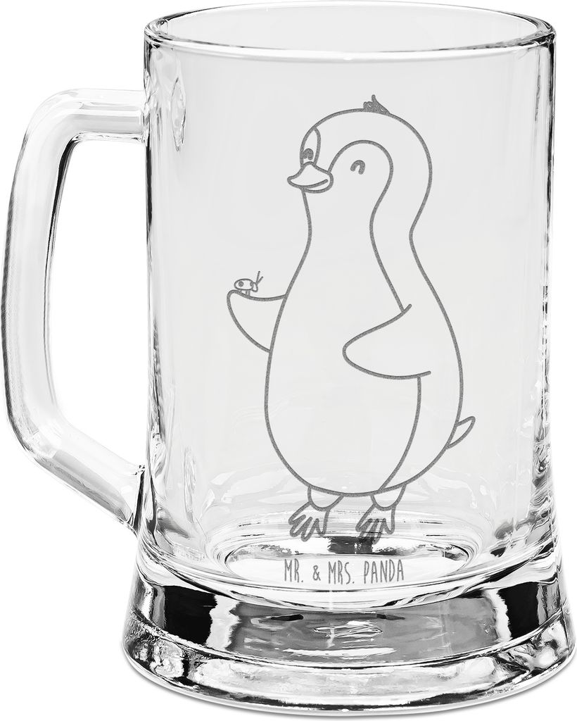 Mr. & Mrs. Panda Krug Pinguin Marienkäfer - Transparent - Geschenk, Lebensfreude, Seidel, Liebe, Glück, Humpen, Glas Bierkrug, Glaskrug, Glasbier...