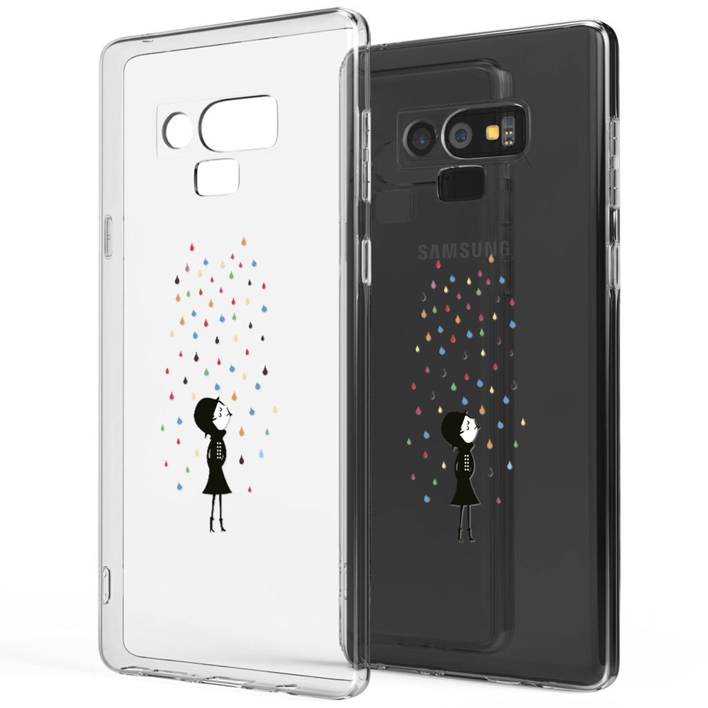 NALIA Hülle für Samsung Galaxy Note 9, Slim Handyhülle Motiv Silikon Case Cover Colorful Rain