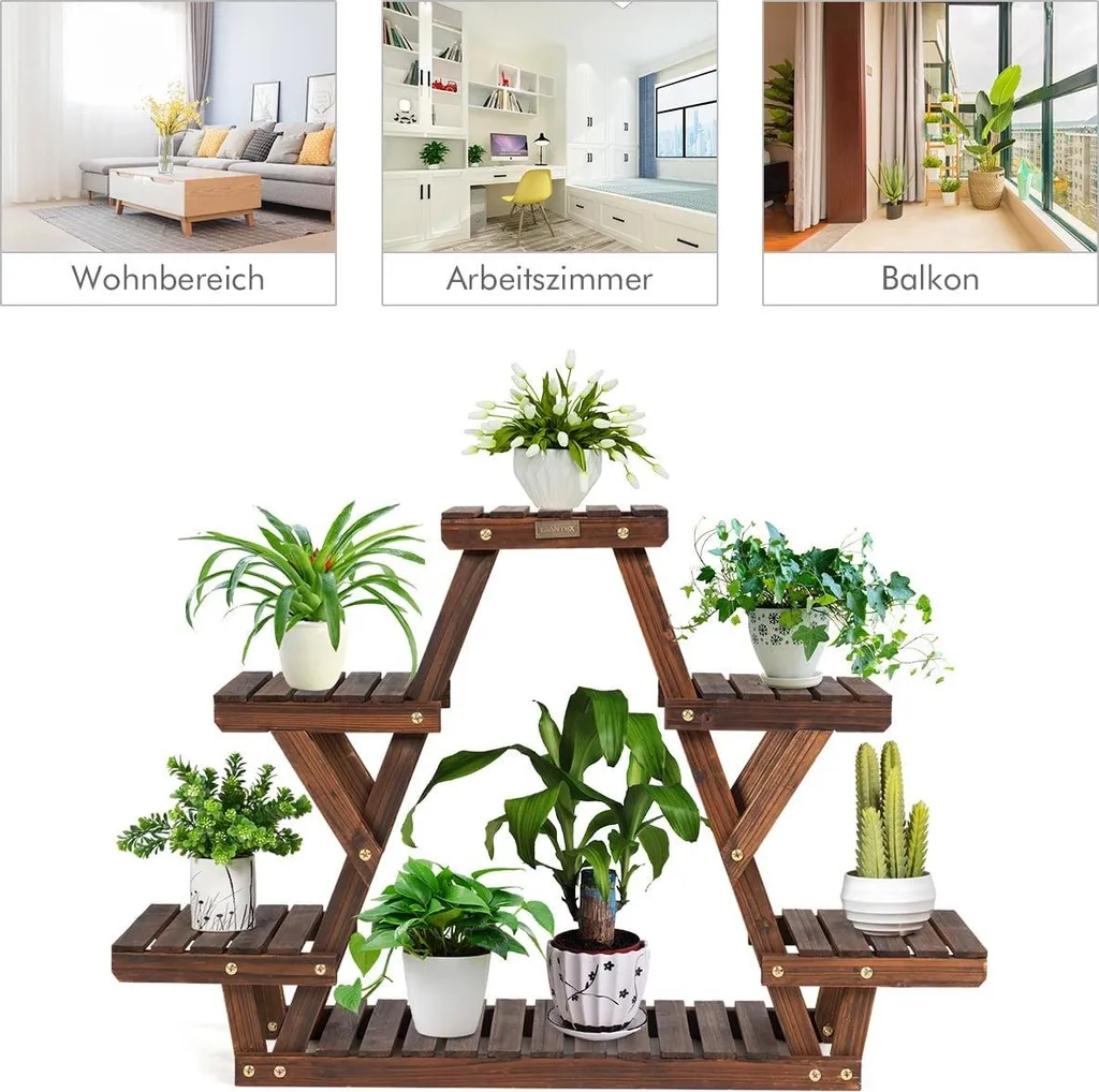 Porte-plante triangulaire en bois 6 étages structure stable 99 cm - 5