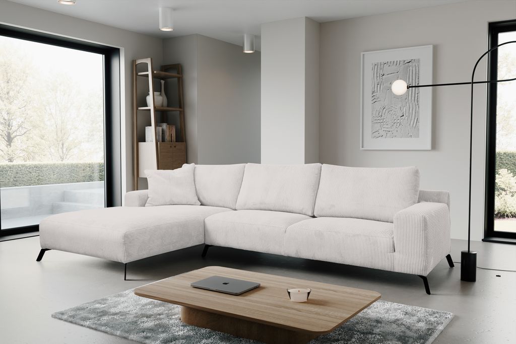 VENASI ASPEN CORD Links Ecksofa ohne Schlaffunktion Sofa L Form Eckcouch Couchgarnitur Couch BEIGE