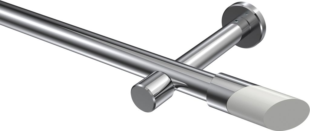 Interdeco Gardinenstange / Vorhangstange Chrom, Typ Prestige Verano (Schräge Bicolor) ohne Ringe, 20 mm Ø 1-läufig, 140 cm