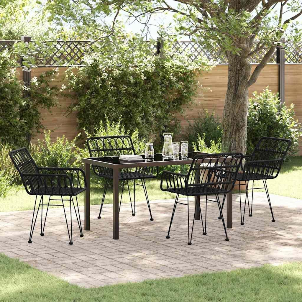 Maison Exclusive - Garten Essgruppe 5 pcs Schwarz Pulverbeschichteter Stahl