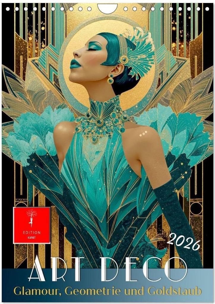 Art Deco - Glamour, Geometrie und Goldstaub (Wandkalender 2026 DIN A4 hoch), CALVENDO Monatskalender