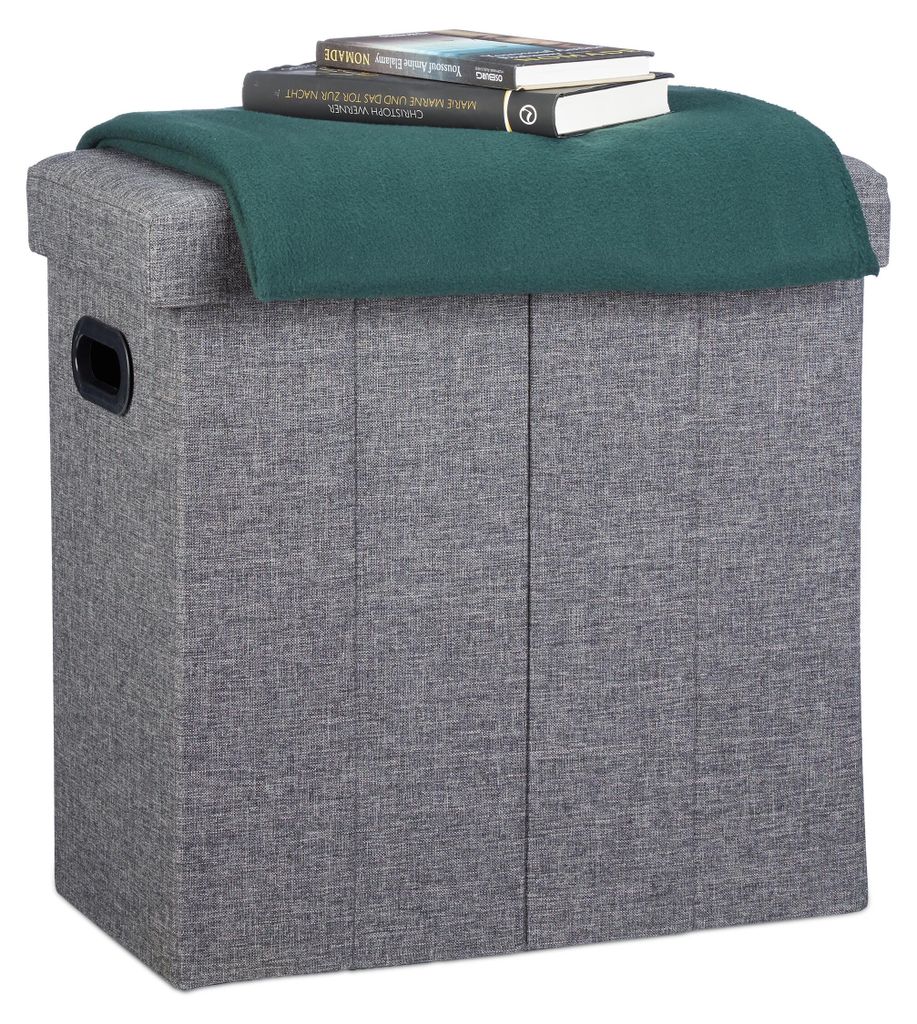 Relaxdays 10021197_709, Taburete/puf, Rectangular, Gris Imagen del producto  Imagen generada por IA