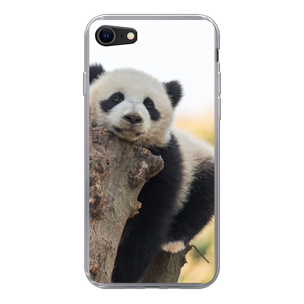 MuchoWow Handyhülle Schutzhülle Hülle für iPhone SE 2020 Panda - Baum - Licht Silikon Softcase Handy Hülle - Kartenbesitzer