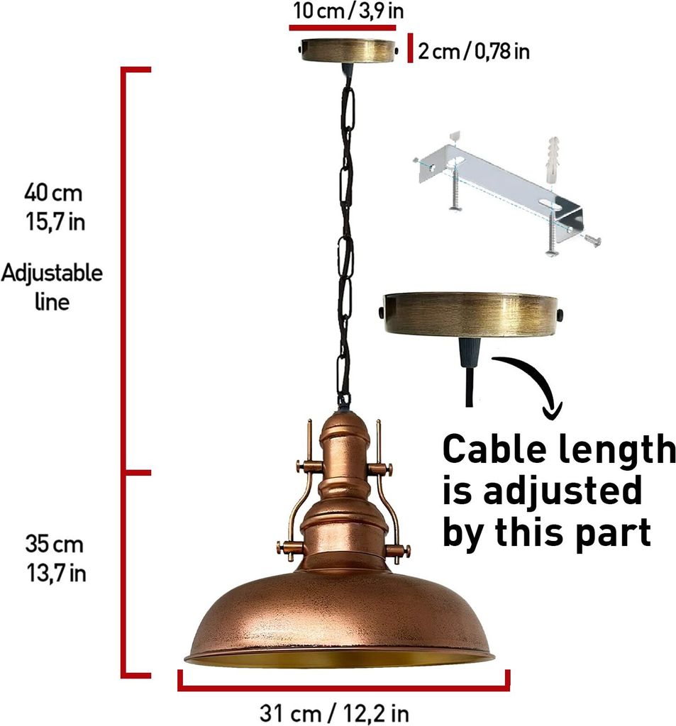 Hängelampe Traum Nota Vintage Lampe Metall Retro Produktbild 2