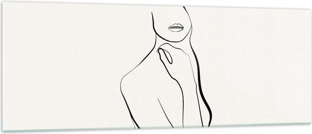 Bilder auf glas - Einteilig - Frau Skizze Zeichnung - 140x50cm - Glasbilder - Wandbilder - Bilder - zum Aufhängen bereit - Wanddekoration aus Glas...