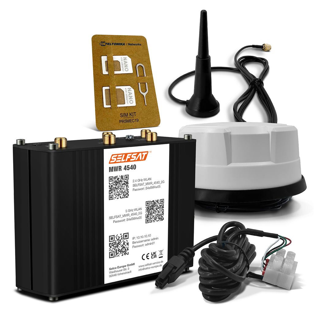 SELFSAT MWR 4540 4G Cat 6 WLAN Router bis 300 Mbps inkl. Panorama Antenne weiß