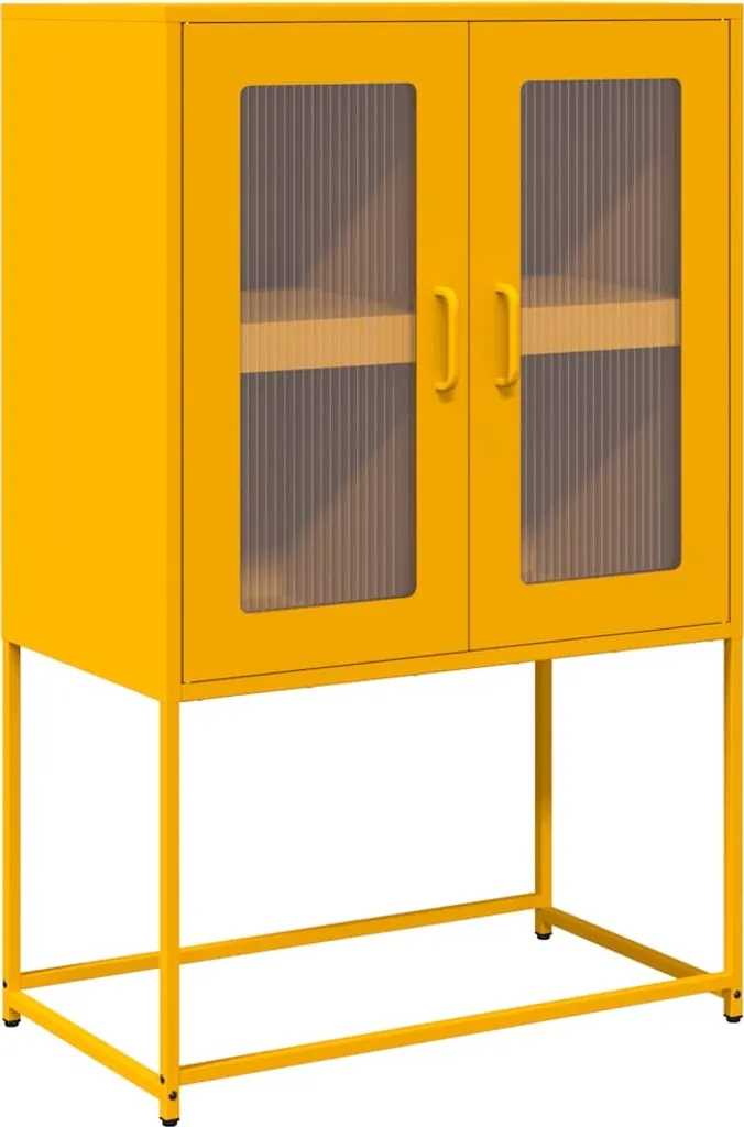 Gagnez de l'Espace avec le Highboard Jaune Moutarde 68x107 cm en Acier
