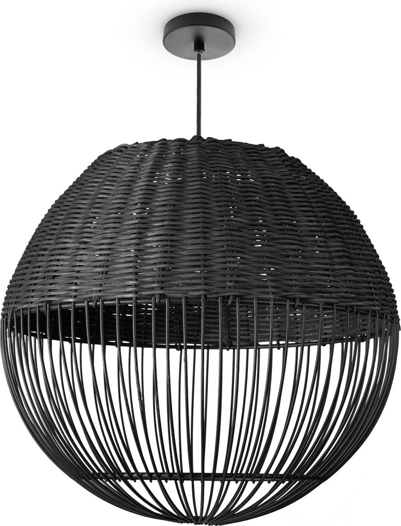 Rattan Pendelleuchte Wohnzimmer Tischleuchte Boho Käfig Lampe Nachttisch Metall