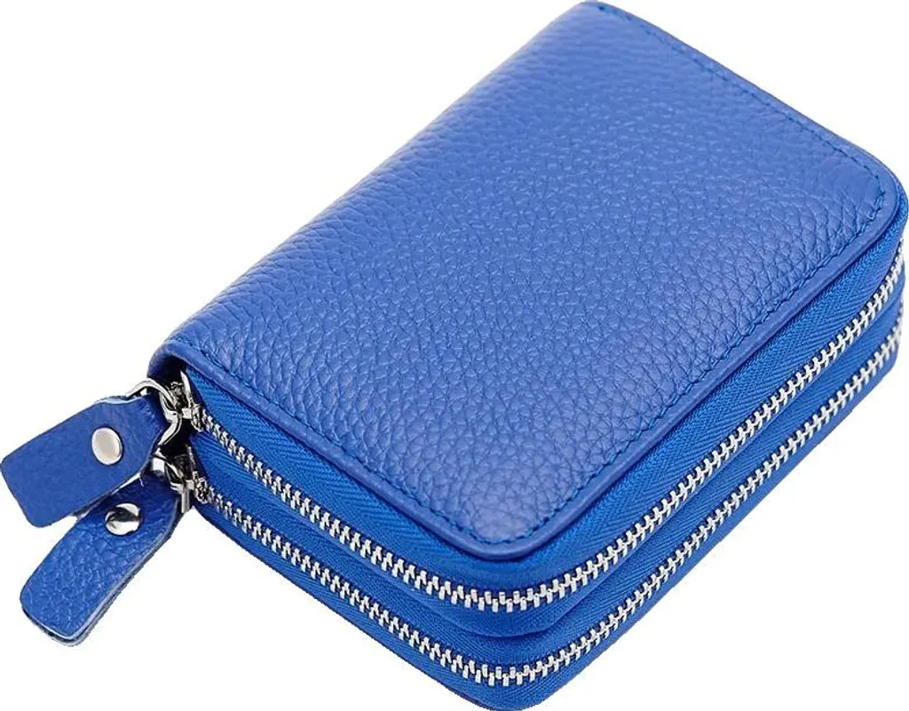Portamonete Piccolo Blu Slim - Vera Pelle Design Minimal Business