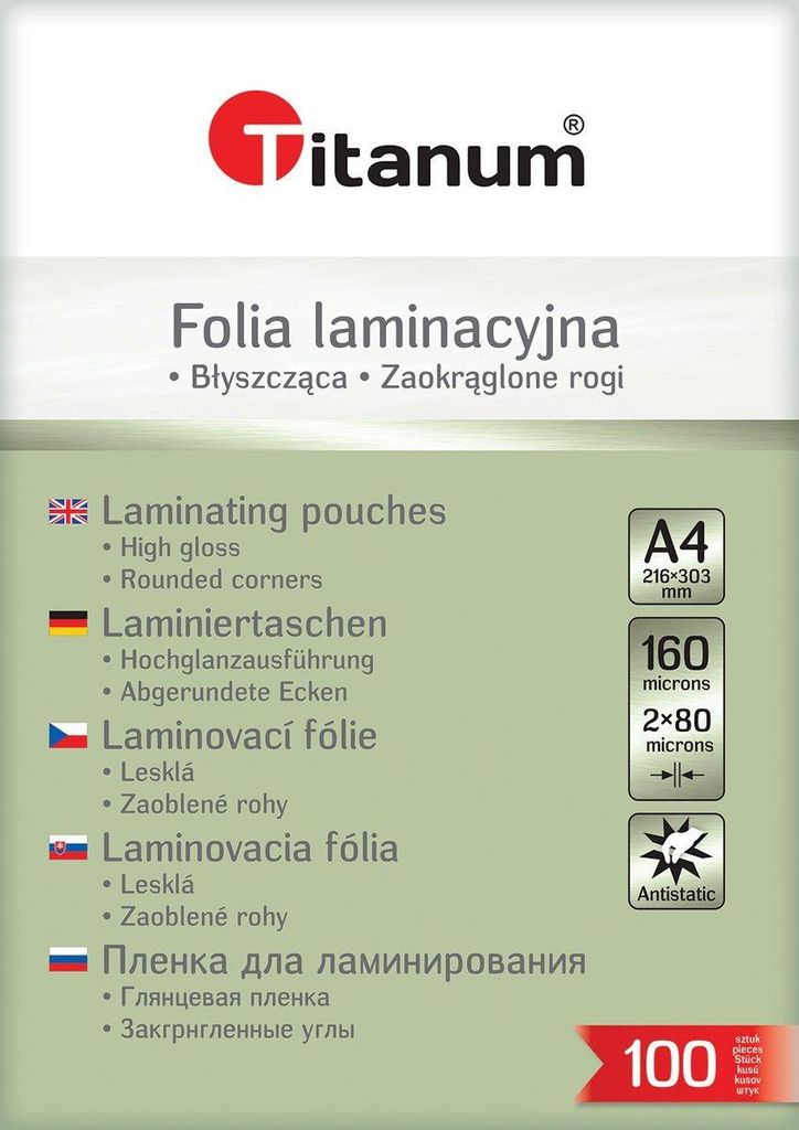 Laminierfolie A4 100 Stück 80 mic Titanum