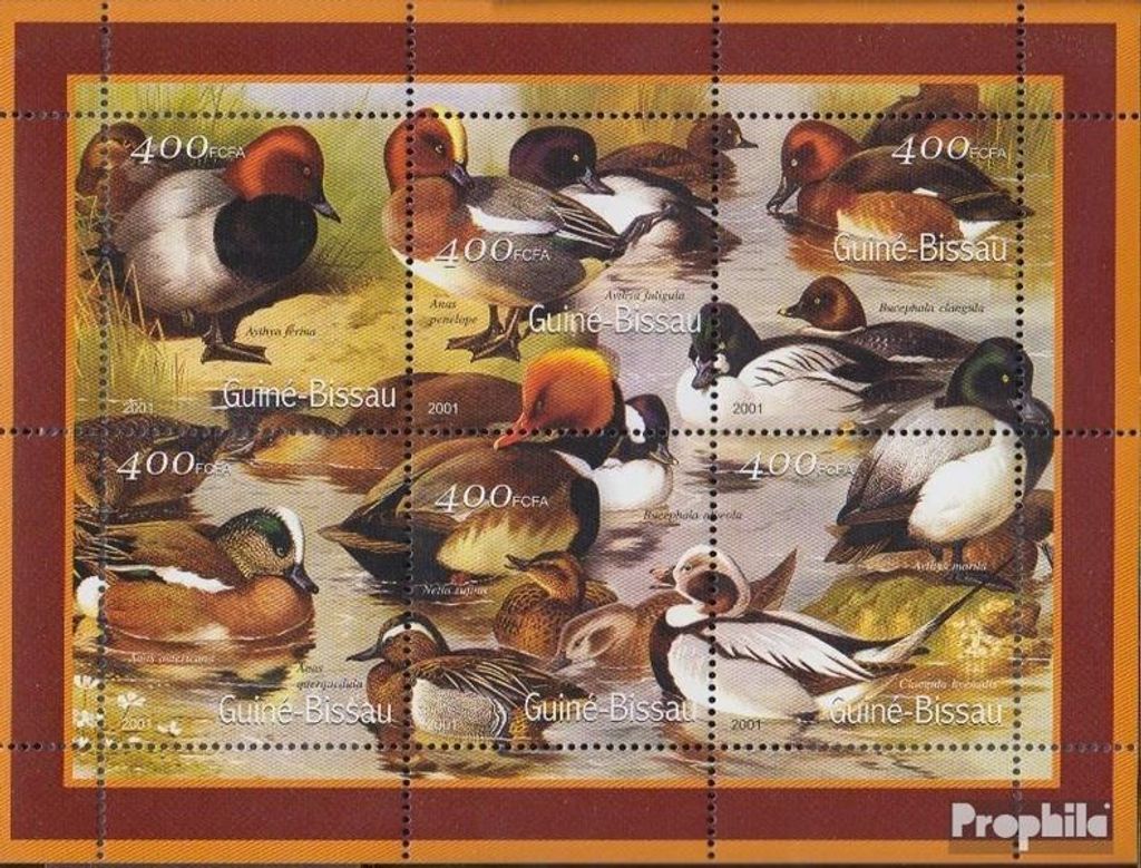 Briefmarken Guinea-Bissau 2001 Mi 1458-1463 Kleinbogen postfrisch Vögel