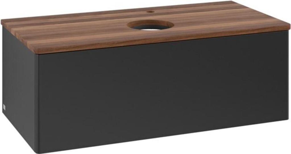 V&B Waschtischunterschrank ohne Frontstruktur, mit Beleuchtung Antao 100x36x50cm, HL, WBP w. wal, bla m Lac