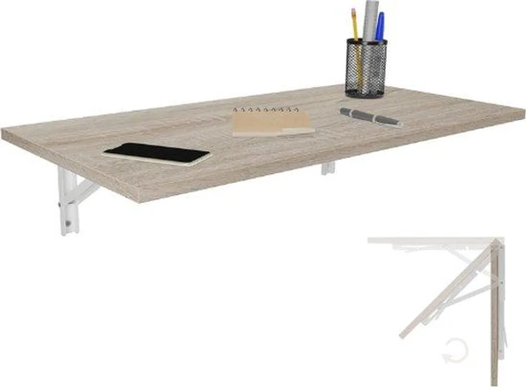Table murale rabattable bois 80x40 cm avec plateau robuste et durable