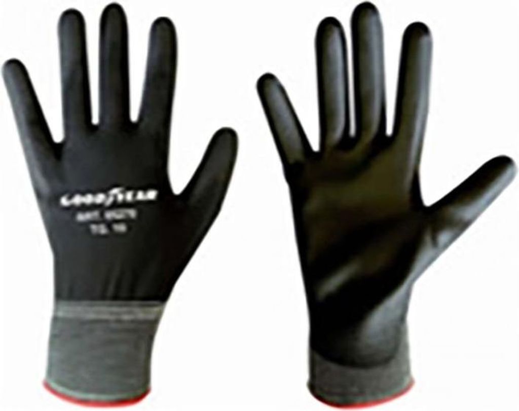 Goodyear Polyester- und Polyurethan-Handschuhe Größe 9, Farbe Schwarz, Arbeitshandschuhe