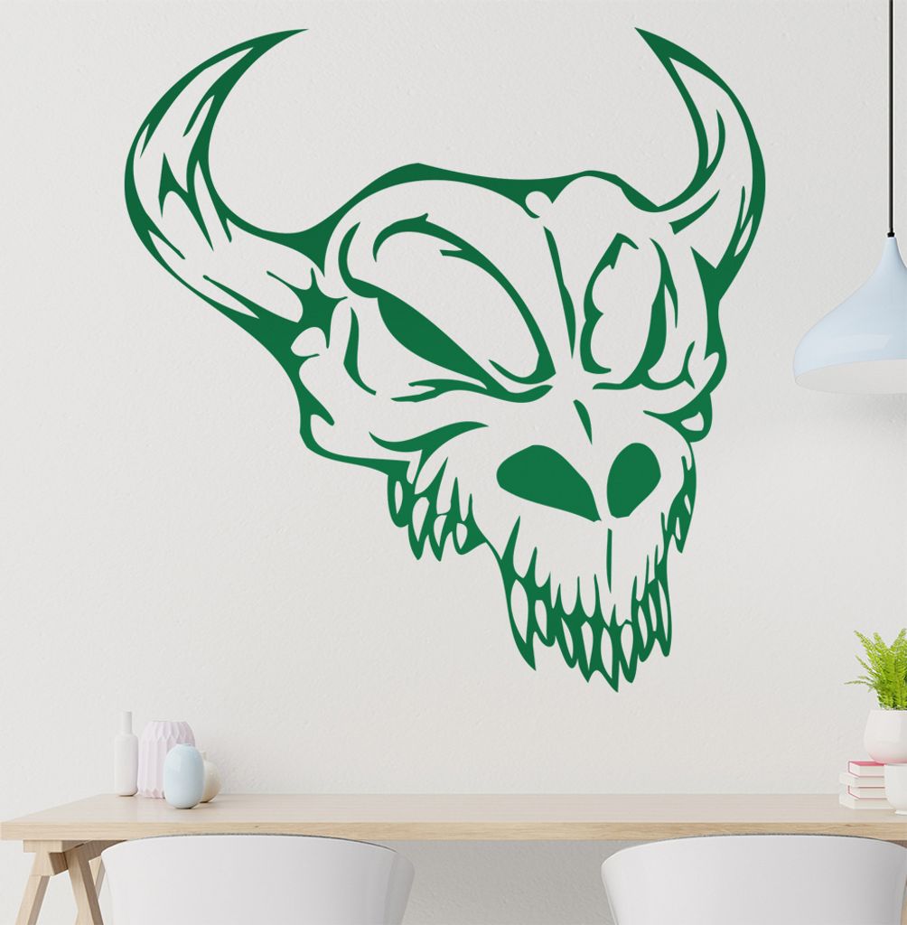 Western Schädel Wandtattoo in 6 Größen - Wandaufkleber Wall Sticker - Dekoration, Küche, Wohnzimmer, Schlafzimmer, Badezimmer