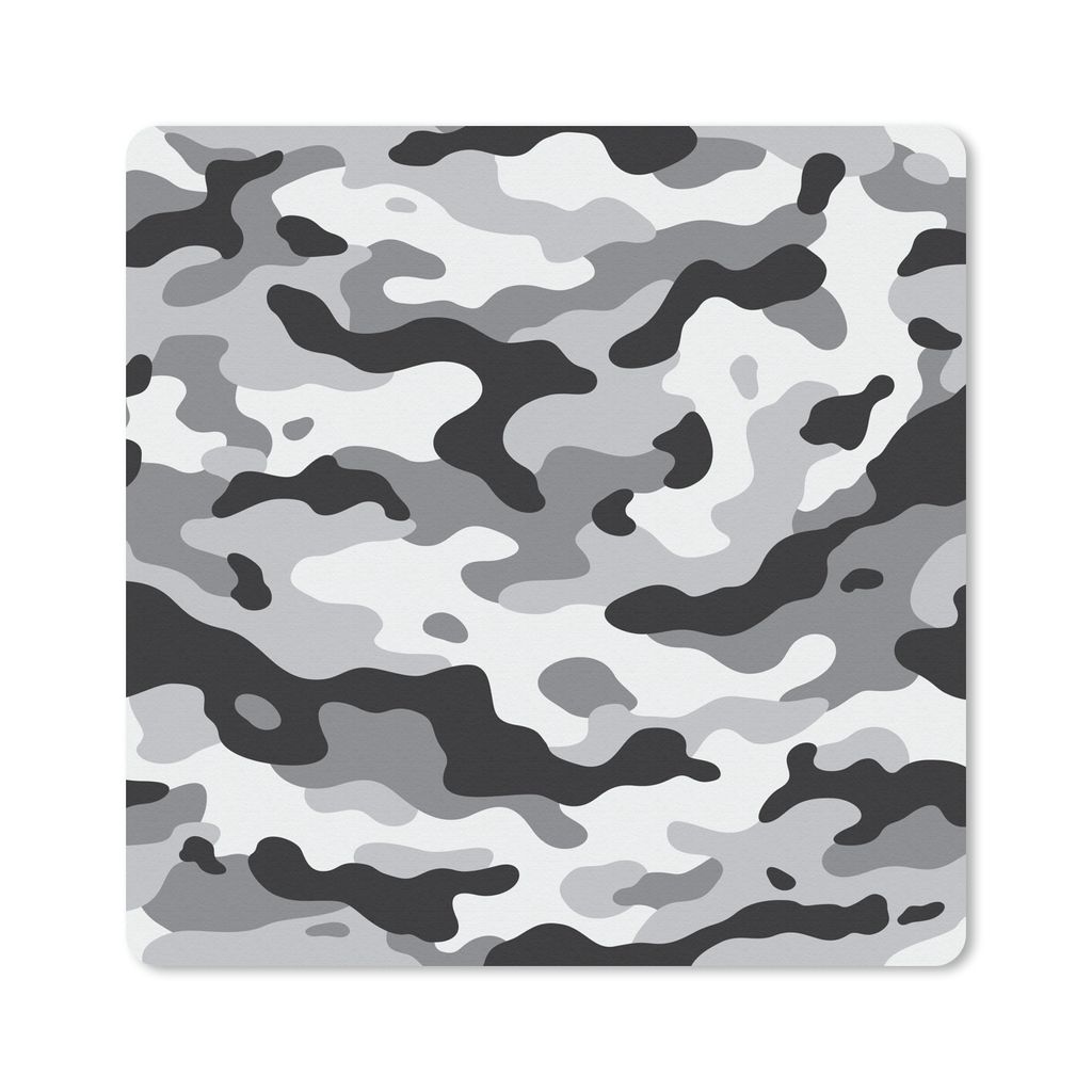 MuchoWow Mauspad Mousepad Schwarz-weißes Camouflage-Muster 20x20 cm - Mousepads - Maus Mat - Pad - Mausunterlage - Desk Mat - Bureauartikeln