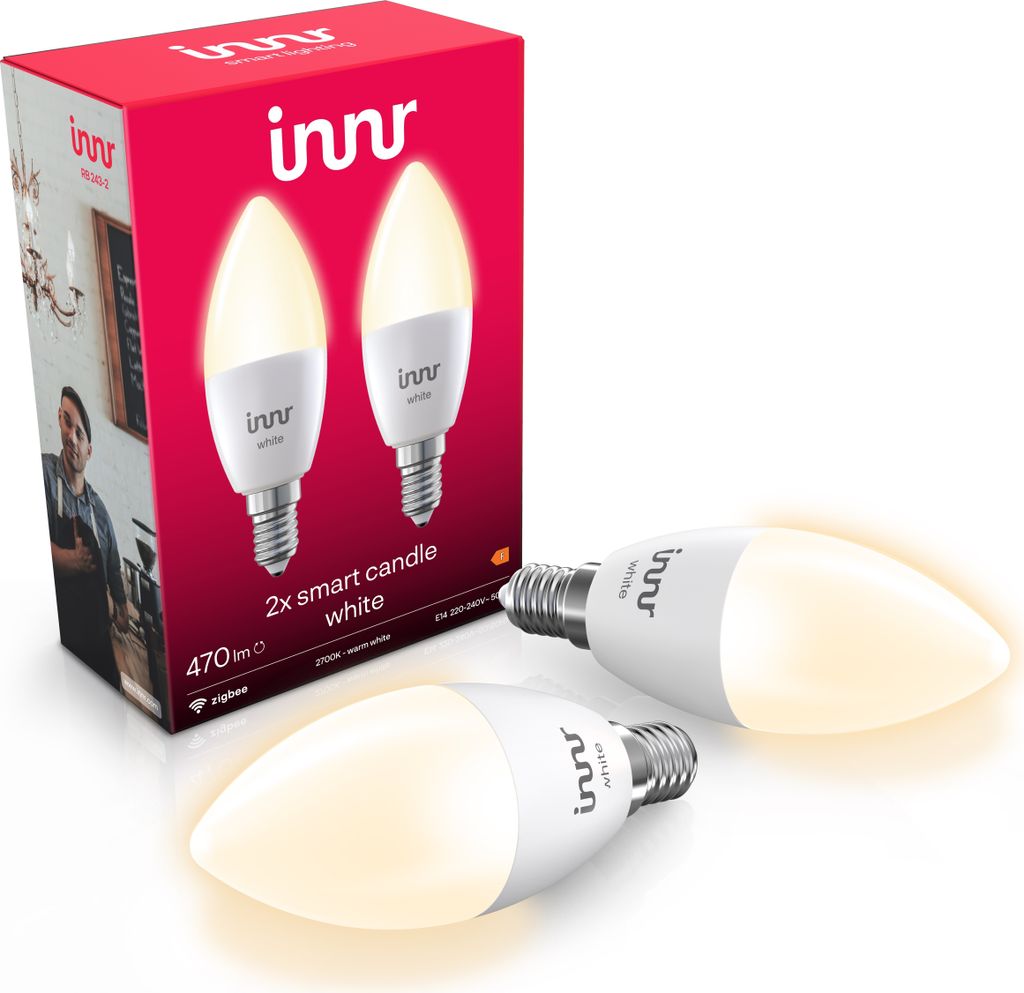 Innr Zigbee E14 LED, funktioniert mit Philips Hue*, smart Lampe warmweiß dimmbar 2-er Pack