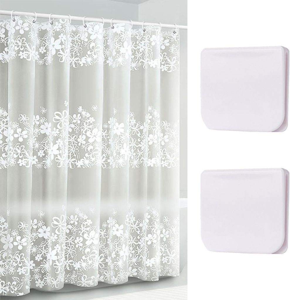 Duschvorhang mit 3D-Muster – wasserdicht mit Clips, Raumteiler, schimmelresistent und mit Blumenmuster