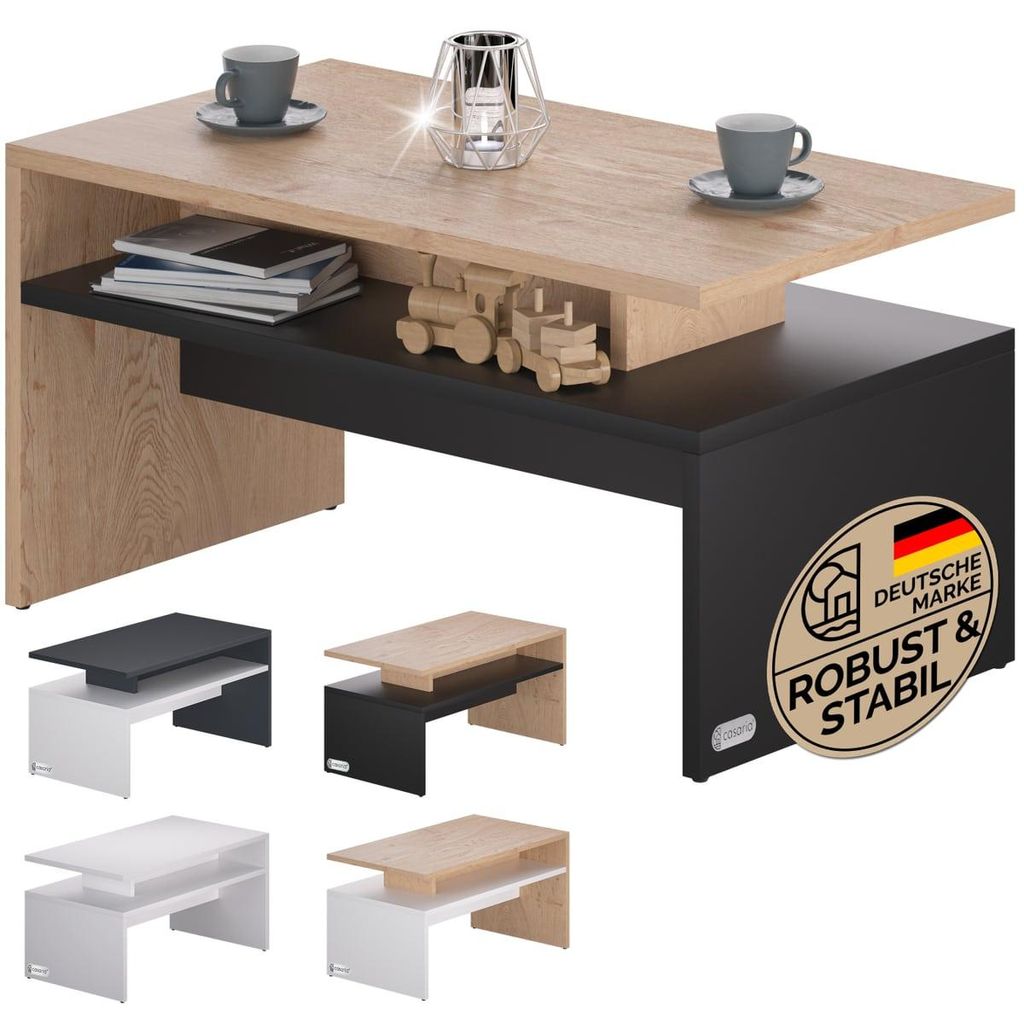 CASARIA Couchtisch mit Stauraum Holz-Grau Produktbild 