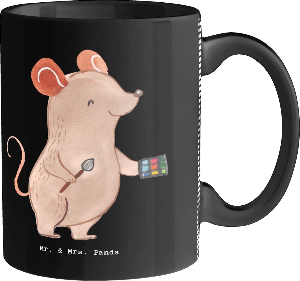 Mr. & Mrs. Panda Tasse mit Spruch Kosmetiker Herz - Schwarz - Geschenk, Ausbildung, Becher, Kosmetikstudio, kaffeebecher bedruckt, Schminken, kaffe...