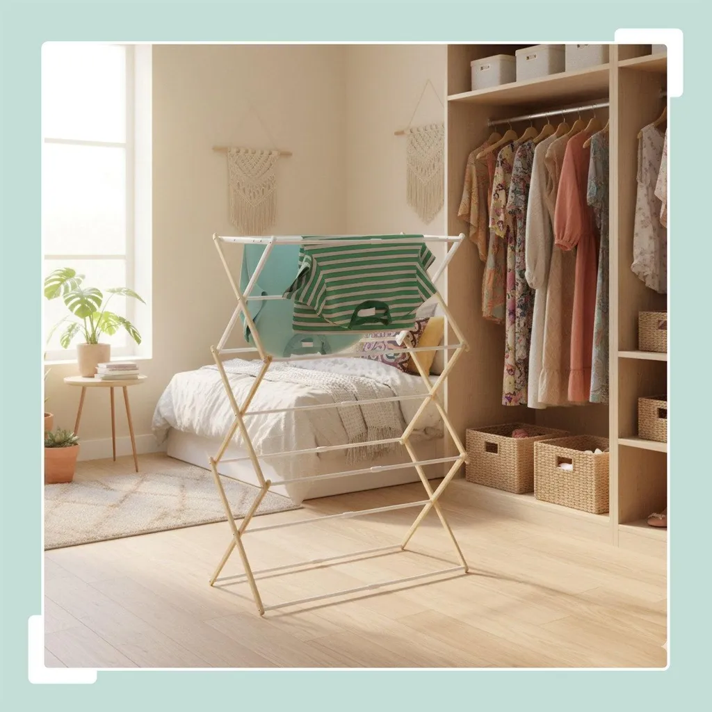 Égouttoir à assiettes pliable bois de bambou et métal - Modèle 6 étages