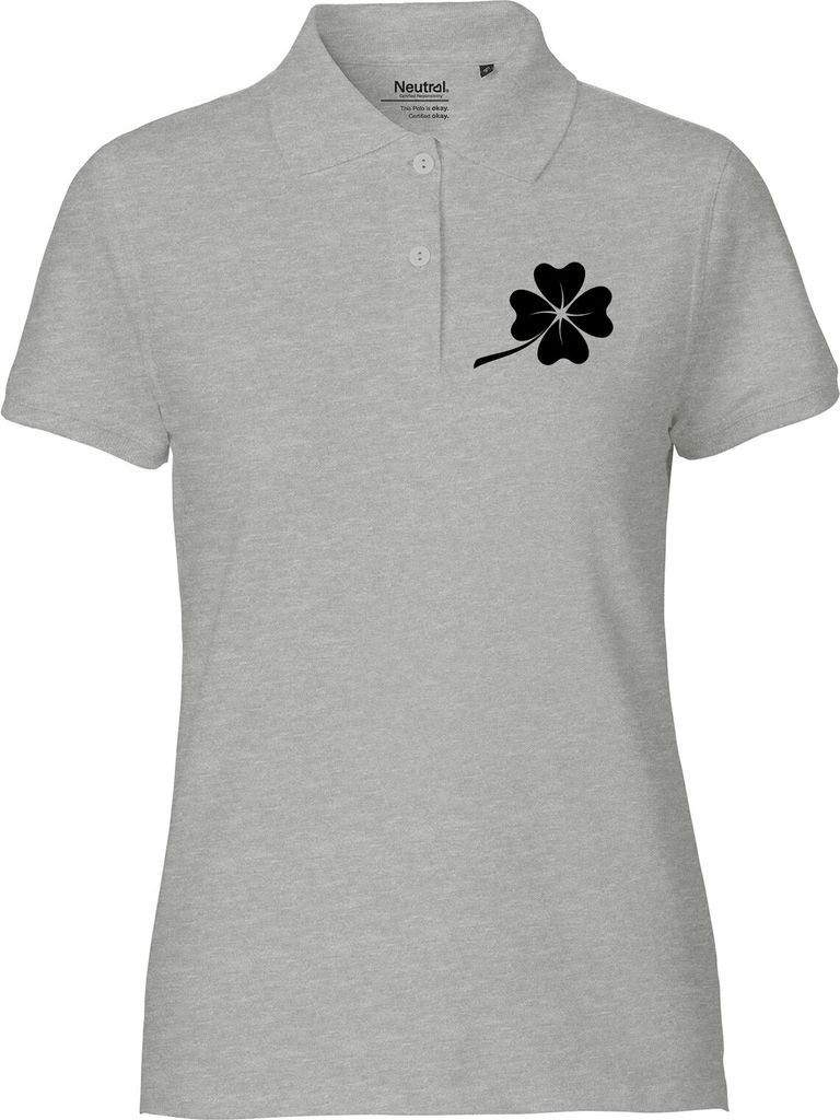 Huuraa Damen Polo Shirt Kleeblatt Silhouette L Sport Grey Bio Baumwolle Fairtrade Poloshirt Geschenkidee
