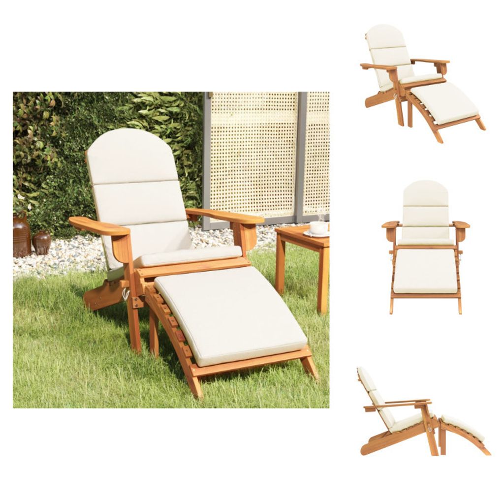 vidaXL Adirondack-Gartenstuhl mit Fußstütze Massivholz Akazie - Gartenstühle