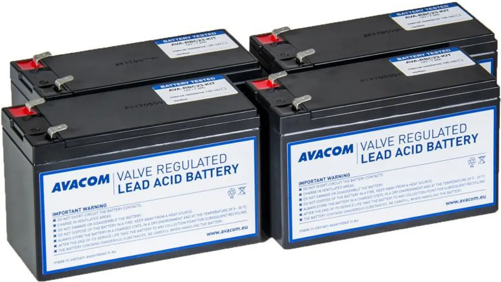 Kit AVACOM RBC23 Remise à Neuf Onduleur : Pack de 4 Batteries Durables