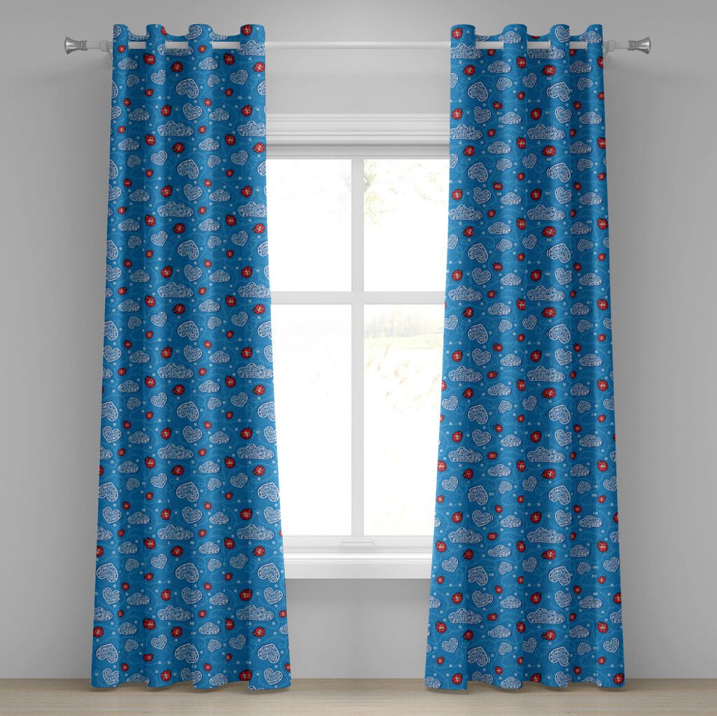 ABAKUHAUS Marienkäfer Ösenvorhang, Marienkäfer Und Wolken Magie In Der Luft Reine Hoffnung Kunst Design Druck Bild, Dekorative 2-Panel-Fenstervo...