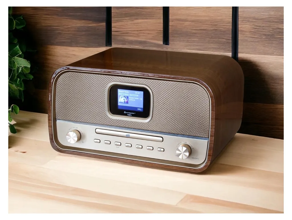 Chaîne HiFi stéréo monobloc rétro soundmaster DAB970BR marron - 2