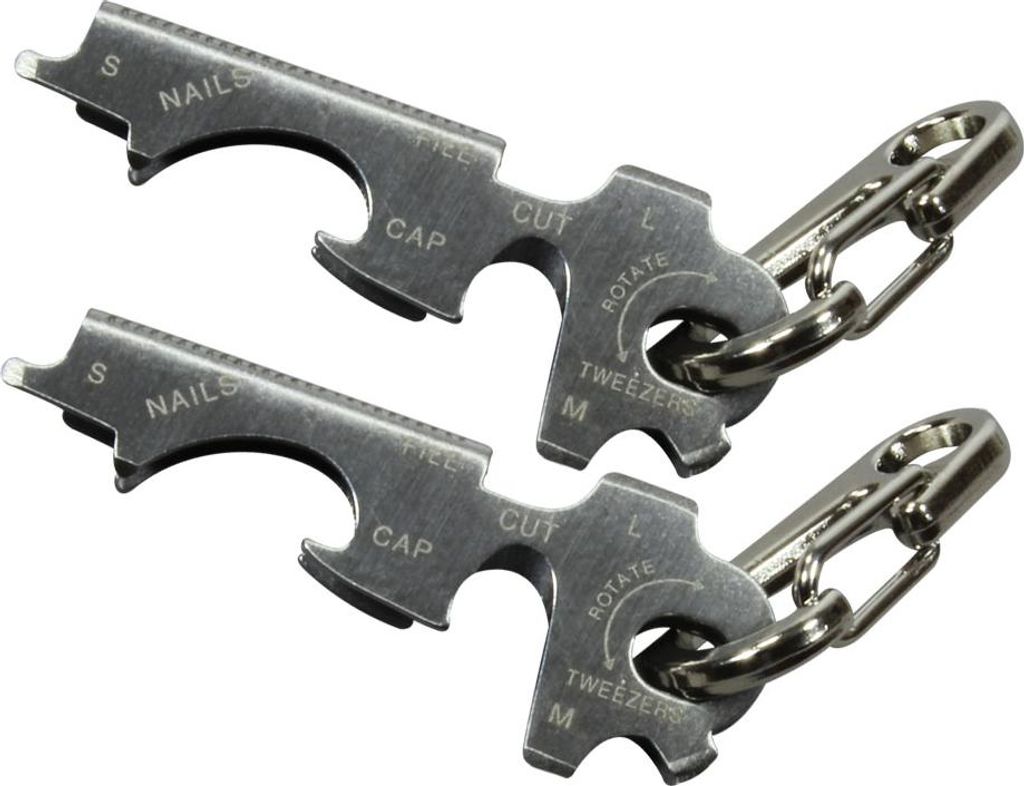 com-four 2x Multitool - Schlüsselanhänger mit 8 Funktionen - Schlüsselwerkzeug mit Flaschenöffner, Schraubendreher, Nagelfeile, Nagelreiniger...