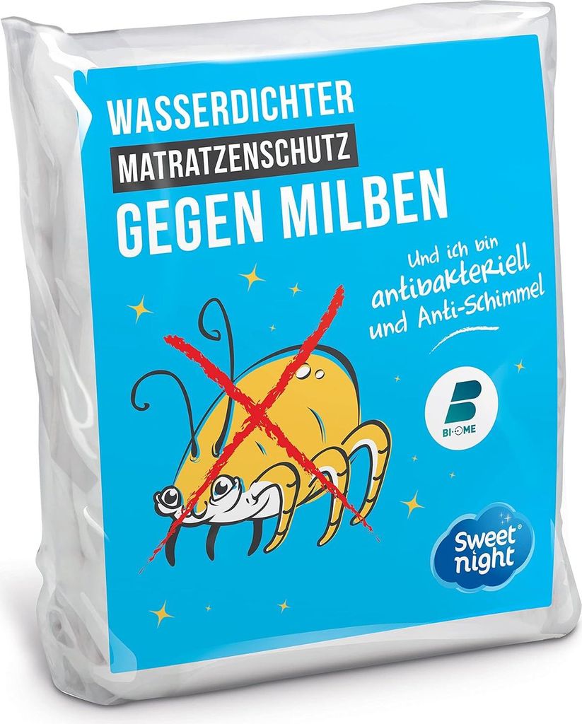 SWEET NIGHT - Matratzenschoner 170x200 cm | Wasserdichte und Anti-Staubmilben-Matratzenauflage 100 % Baumwollvlies Leise atmungsaktiv