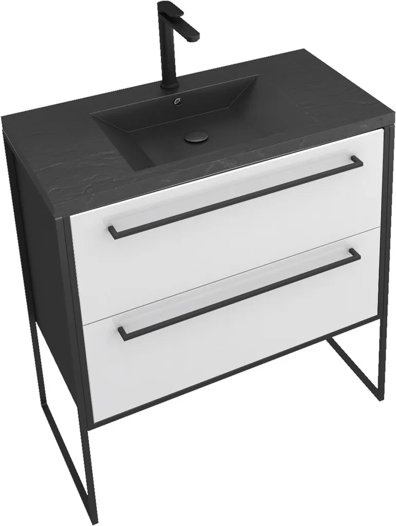 Aménager votre Salle de Bain avec ce Meuble 80 cm Noir et Vasque Noire