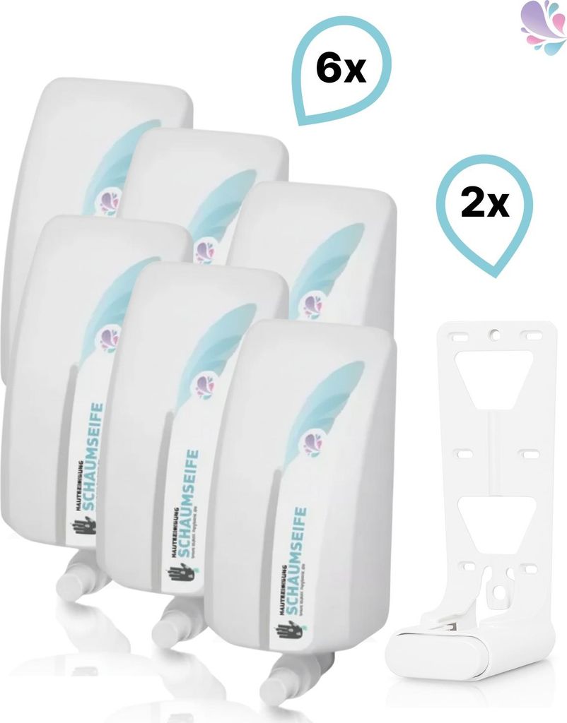 SET: Schaumseife mild 6x 1-Liter, 15.000 Anwendungen + 2x Lavela Spender - PRODUKTSET