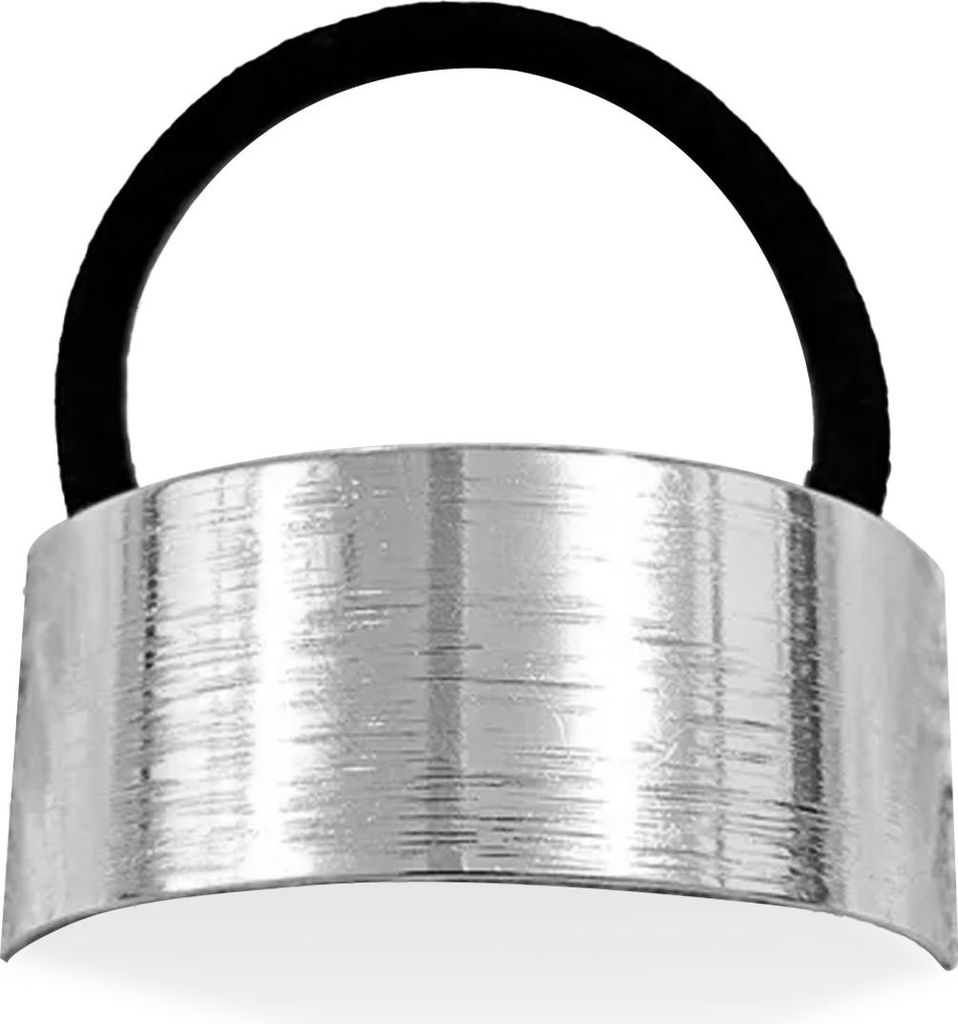 Haargummi mit silbernem rechteckigem Gravur-Ring