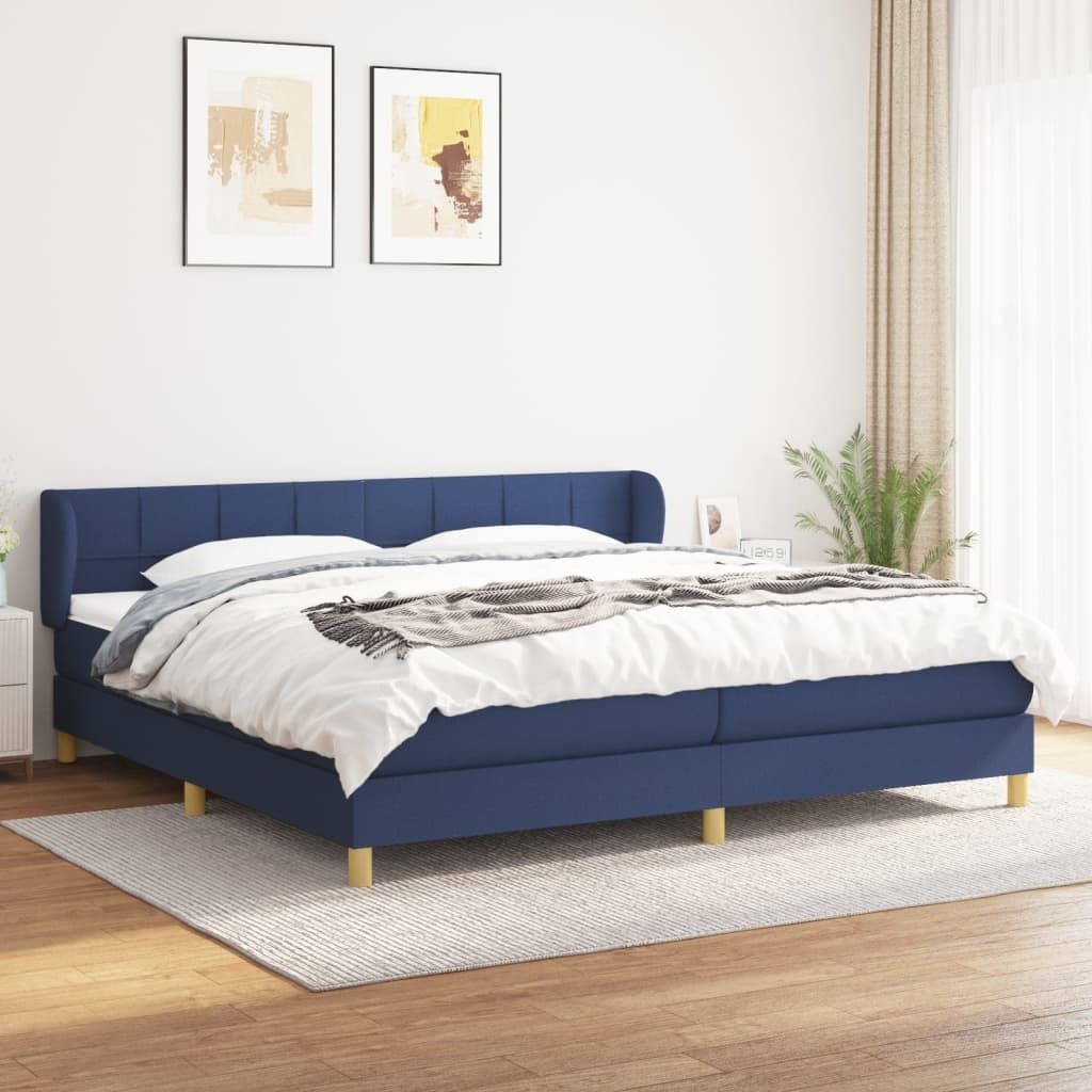 The Living Store Boxspringbett mit Matratze Blau 200x200 cm Stoff