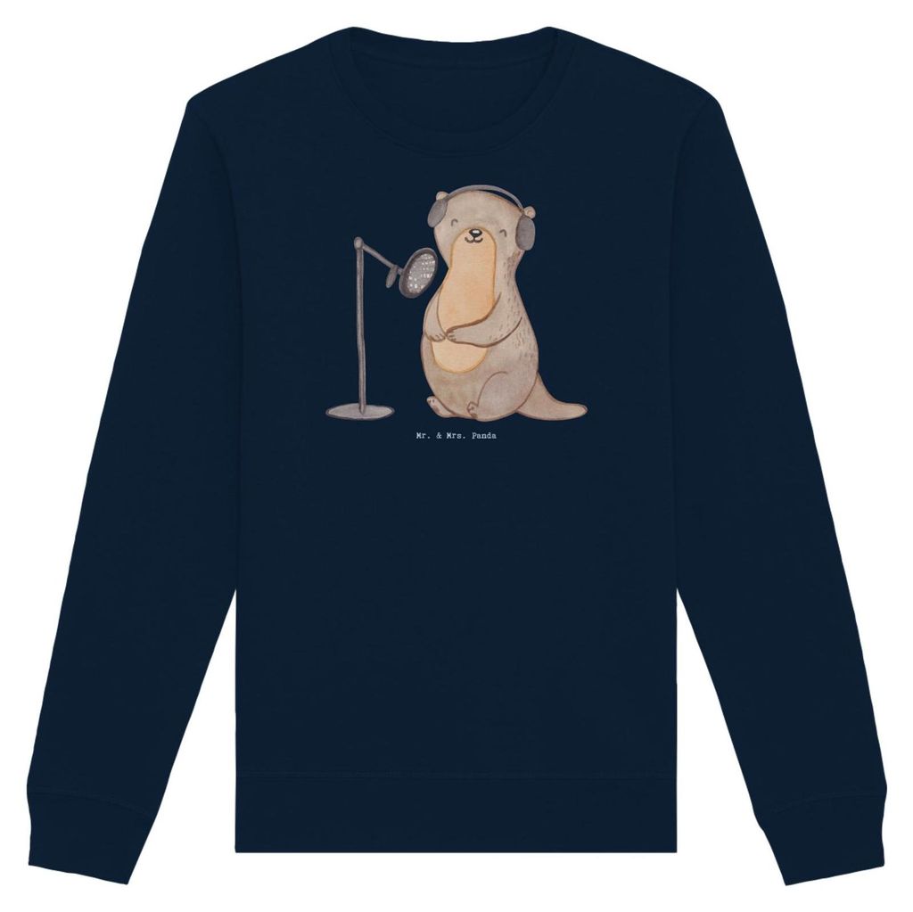 Mr. & Mrs. Panda Fair Fashion Pullover Otter Podcast aufnehmen Größe XS - French Navy - Geschenk, Podcasterin, Pulli, Rundhals Sweatshirt, Produz...