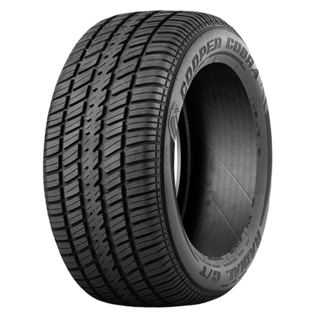 A studio shot of a Cooper Cobra Radial G/T tire against a white background.