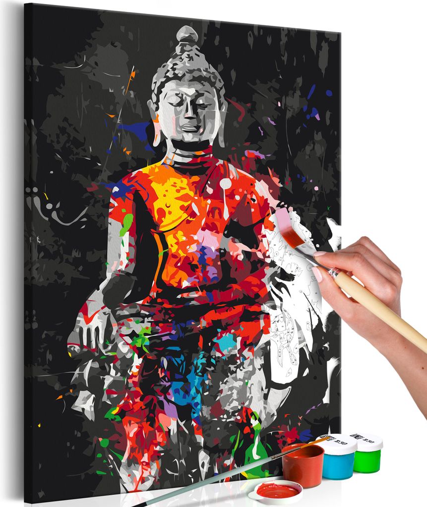 Malen nach Zahlen Buddha Zen Feng Shui 40x50 cm Malset mit Holzrahmen auf Leinwand für Erwachsene Kinder Gemälde Handgemalt Kit DIY