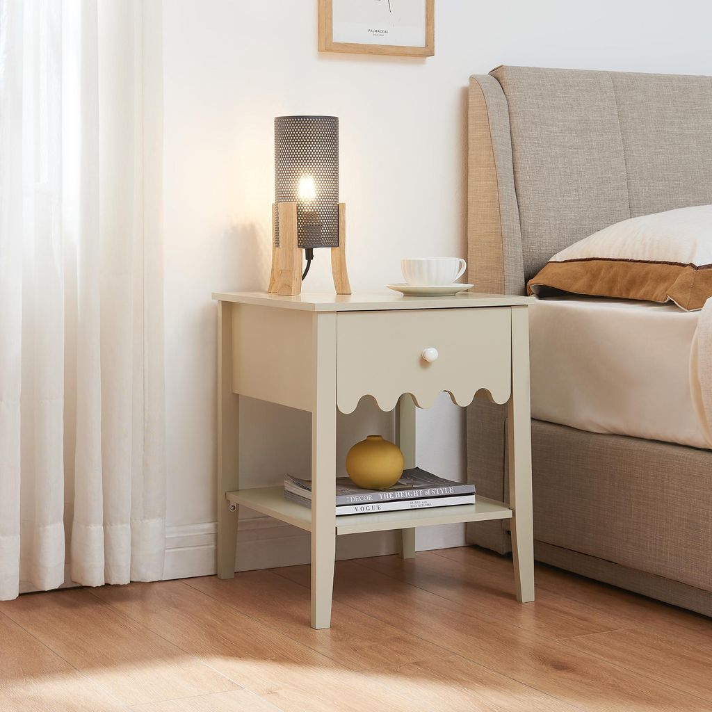 Nachttisch 'Luspoo' mit Schublade 50 x 40 x 40 cm Cremeweiß Produktbild 